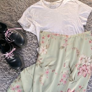 Sage Floral Maxi Skirt